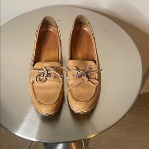 Timberland Women's Tan Boat Loafers with Moc Toe